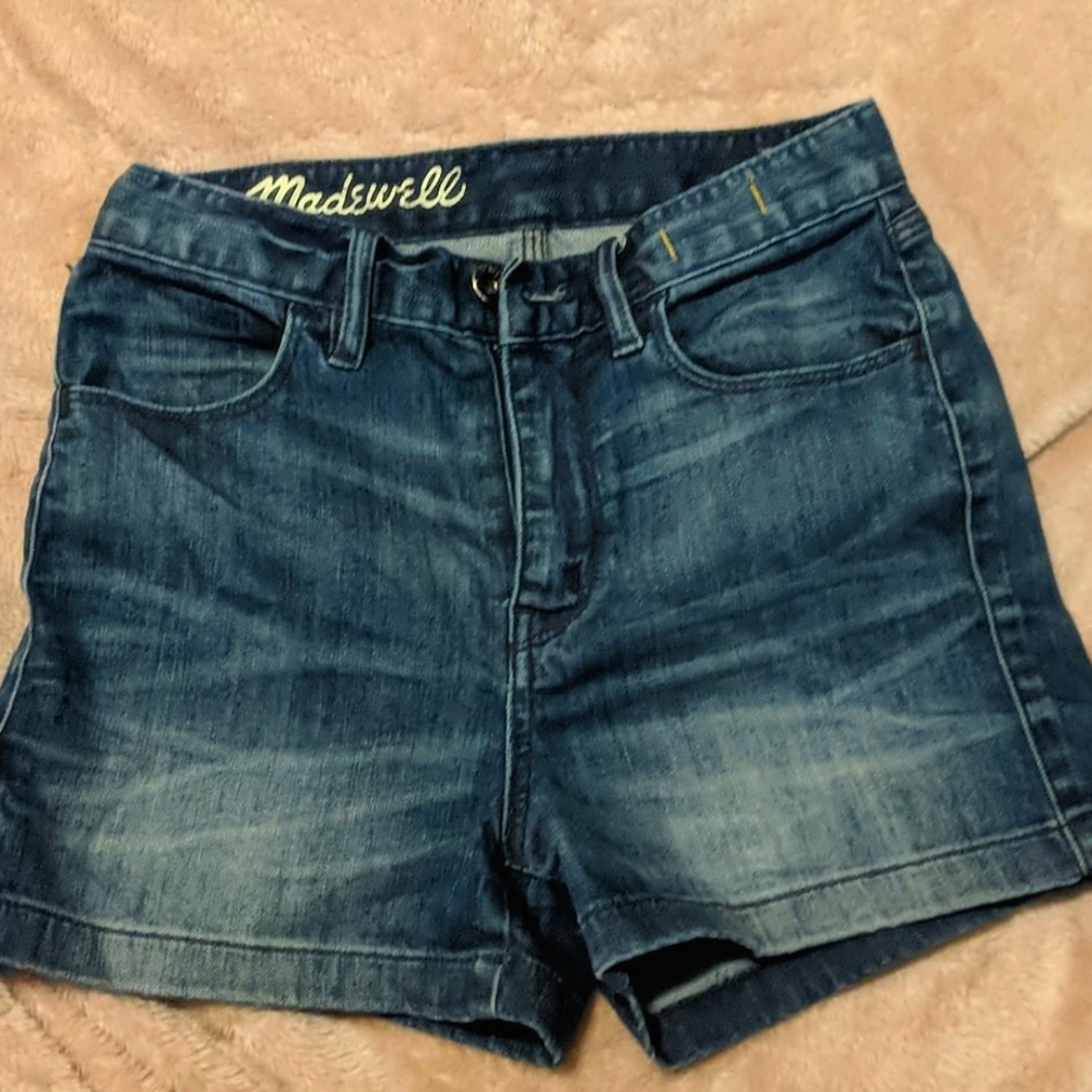 High rise denim shorts